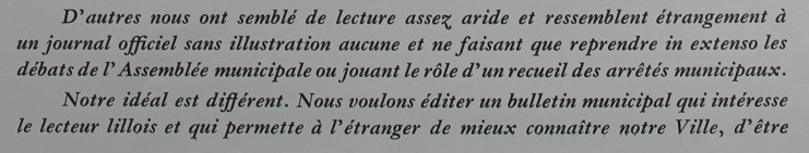 Edito de la première revue municipale. Archives municipales de Lille - 1C1/0