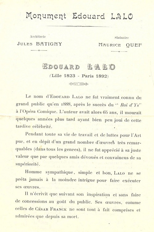 Bulletin de souscription lancé par le Comité parisien en 1919 - Archives municipales de Lille – 1M2/103