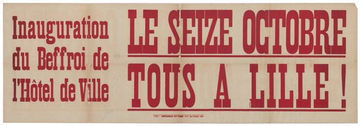 Affiche annonçant l’inauguration de l’Hôtel de Ville le 16 octobre 1932 - Archives municipales de Lille – 1M1/130