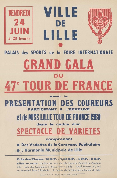 Affiche annonçant le Grand Gala du 47e Tour de France - Archives municipales de Lille - 3R/2/83