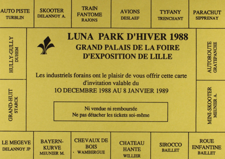 Carte d'invitation pour le Luna Park d'hiver 1988 - Archives municipales de Lille - non coté