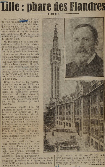 Extrait d’un article du journal « Les services publics » paru le 19 octobre 1932 - Archives municipales de Lille - 1M1/129