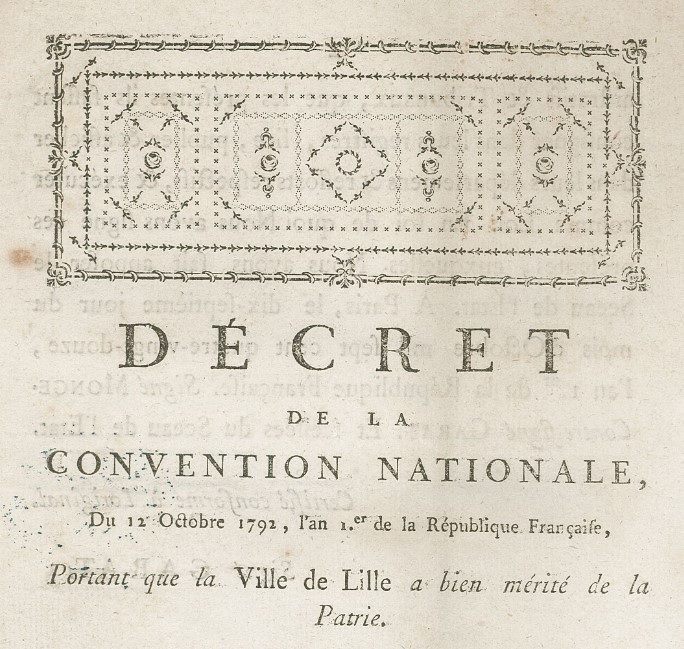 Décret de la convention nationale du 12 octobre 1792 - Archives municipales de Lille - 18053