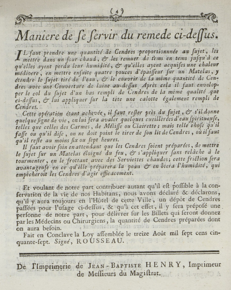 Décision du Magistrat du 13 août 1757 - Archives municipales de Lille - AG 1276/4