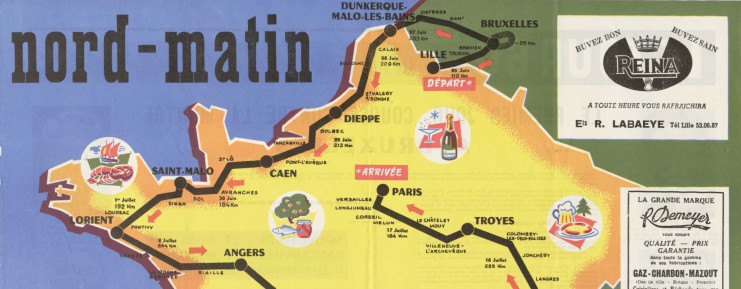 Extrait de l’affiche du parcours du 47e Tour de France éditée par le journal Nord-Matin - Archives municipales de Lille - 3R/2/83
