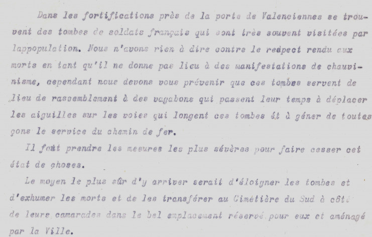 Extrait de la lettre de l’autorité allemande à la mairie de Lille le 14 septembre 1915 - Archives municipales de Lille - 4H/255-2