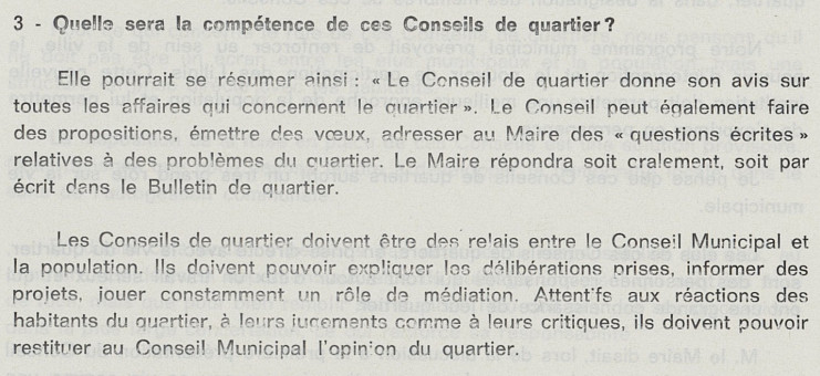 Extrait de la délibération du 29 juin 1978 sur la compétence des Conseils de quartier  Archives municipales de Lille - 1D2/179