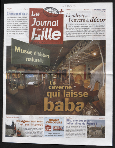 Le Journal de Lille n°46 - Musée d'histoire naturelle. La caverne qui laisse baba. L'endroit et l'envers du décor