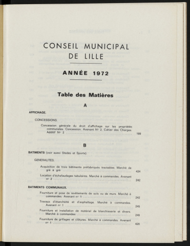 Table analytique 1972