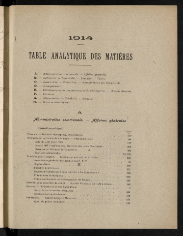 Table analytique 1914
