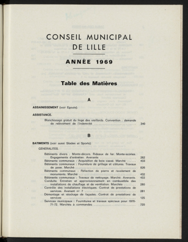 Table analytique 1969