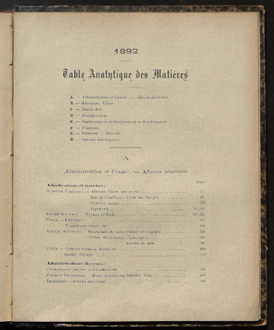 Table analytique 1892