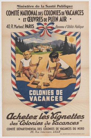 Ministère de la Santé Publique, Comité National des Colonies de vacances et œuvres de plein-air. Comité Départemental des Colonies de vacances du Nord.