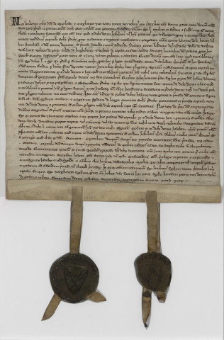 Lettres de Lambert d'Ougerlande et de Marguerite, sa femme, attestant de la vente de leur dîme de Gits au profit du Chapitre Saint-Pierre.