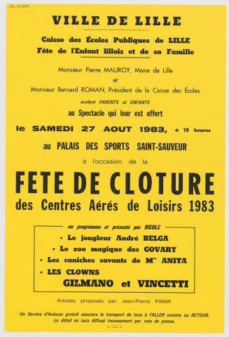 Palais des sports Saint-Sauveur. Caisse des écoles. Fête de clôture des centres aérés.