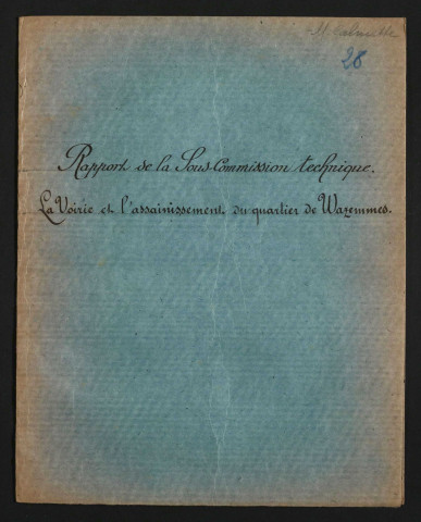 Rapport sur la voirie et l'assainissement du quartier de Wazemmes