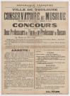 Ville de Toulouse. Conservatoire de musique. Concours pour Professeurs de piano et de basson. Arrêté du 22 septembre 1919.