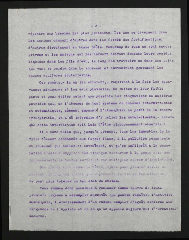Rapport sur l'évacuation des eaux d'égoût de la Ville de Lille et leur épuration avant leur rejet dans la Deûle par le docteur Calmette