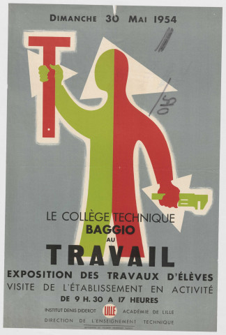 Académie de Lille. Collège technique Baggio. Exposition des travaux d'élèves. Visite de l'établissement en activité.