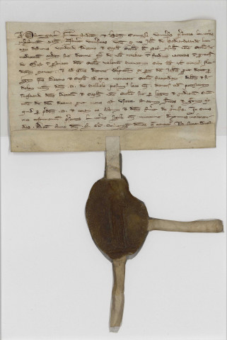 Lettres de Marguerite, comtesse de Flandre, autorisant la vente au profit du Chapitre Saint-Pierre, par Jean de Hodiardelande, d'une portion de dîme située à Gits et portant commission pour Baudouin de Bailleul chargé de faire l'adhéritance (2 avril 1251).