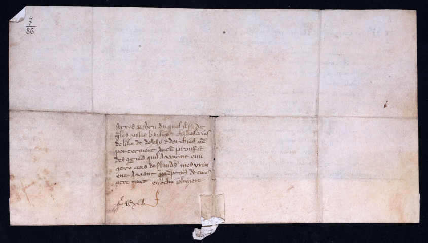 Arrêt du Parlement de Paris obligeant les habitants de la châtellenie de Lille à participer au paiement de la contribution exigée en Flandre (2 mars 1336).