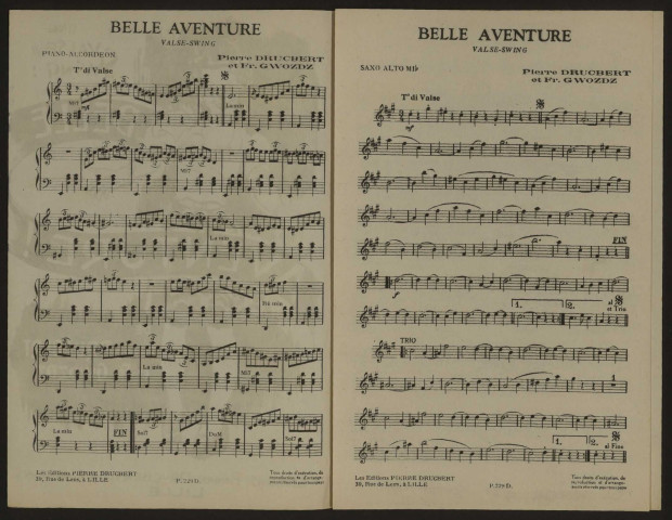 Belle aventure, musique Pierre Drucbert et Fr. Gwozdz