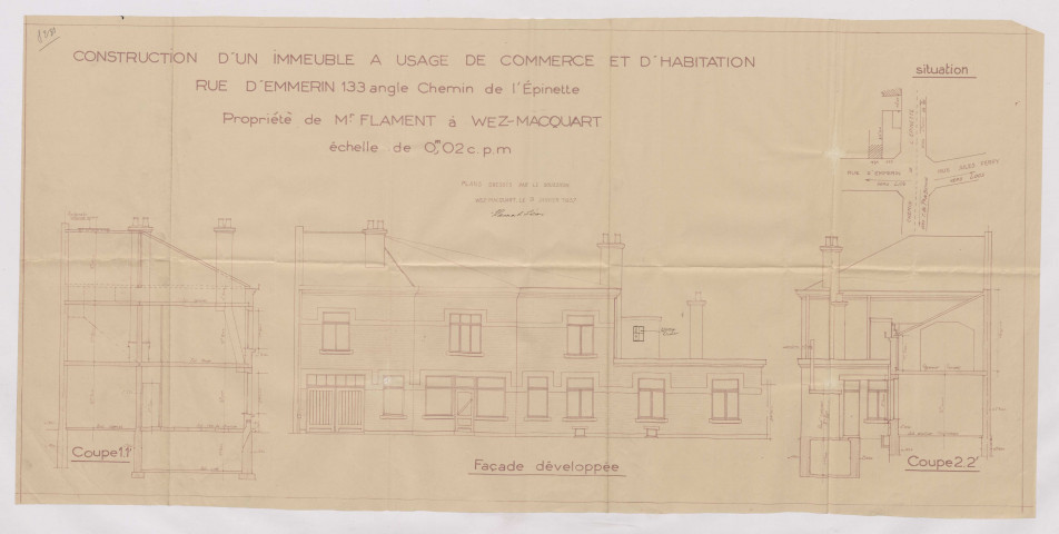 133 rue d'Emmerin, angle du chemin de l'Epinette.