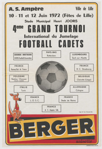 Stade municipal Henri Jooris. 4ème tournoi international du jumelage. Football cadets.