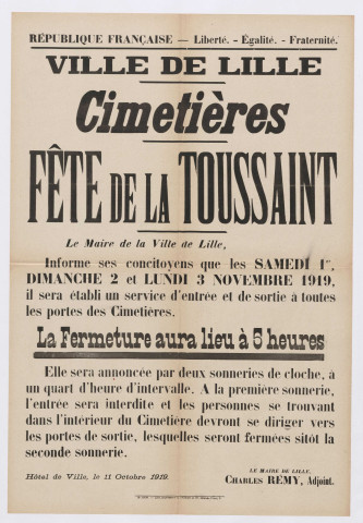 Cimetières. Fête de la Toussaint.