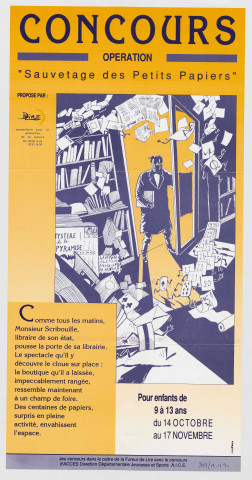 Association pour la promotion de la lecture. Concours opération sauvetage des petits papiers pour enfants de 9 à 13 ans.