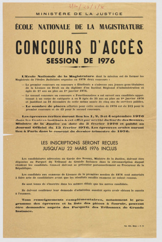 Ministère de la justice. Ecole Nationale de la magistrature.