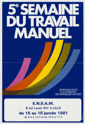 Secrétariat d'état à la condition des travailleurs manuels. E.N.A.S.A.M. 5ème semaine du travail manuel du 15 au 18 janvier 1981.