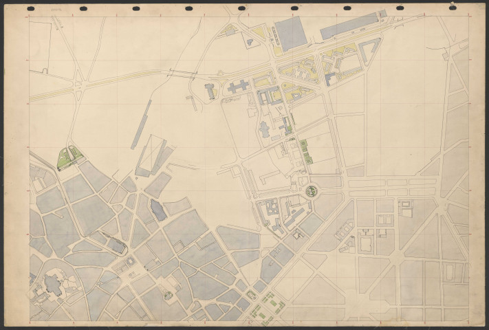 Plans de délimitation de zones dont alignements 1860 formant un assemblage dont le plan n'est pas conservé. 12 pièces.