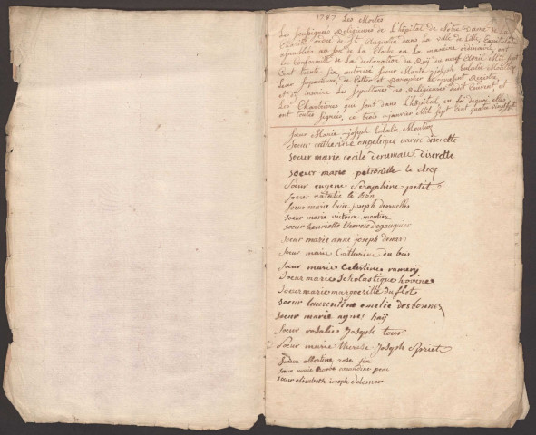 Sœurs de l'hôpital de la charité à Lille : décès