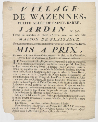 Village de Wazemme. Vente de jardins