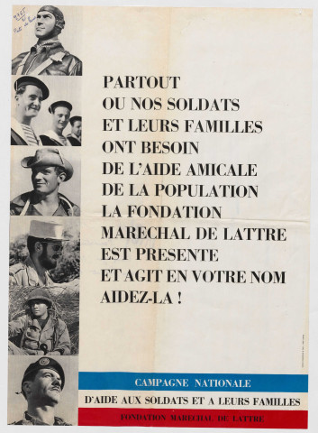 Fondation Maréchal de Lattre. Campagne nationale d'aide aux soldats et à leurs familles.