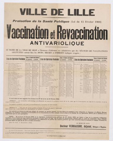 Vaccination et revaccination antivariolique. Arrêté du 20 octobre 1922.
