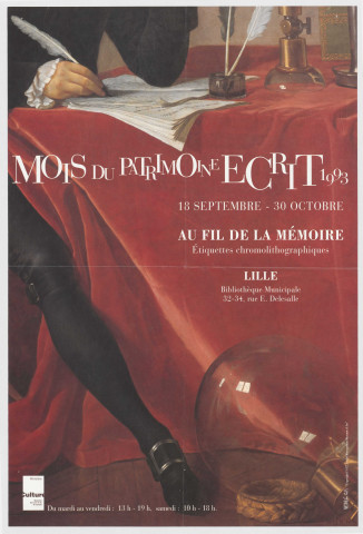 Bibliothèque municipale. Mois du patrimoine écrit 1993. Au fil de la mémoire. Etiquettes chromolithographiques.