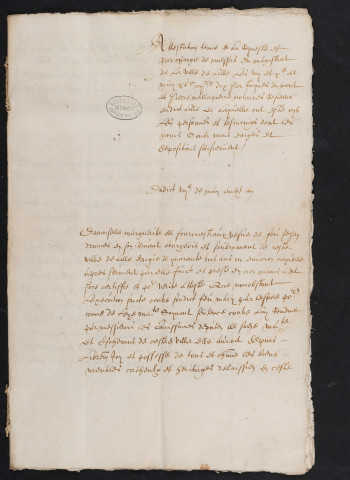 Attestations portant que les biens de Jean Drumez, bourgeois de Lille, d'Adrien Leplat, drapier, et de Michel Lefèvre, teinturier, exécutés pour crime de trahison, ont bénéficié du privilège de non-confiscation (8 mai 1590).