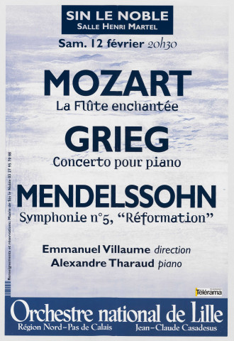 Orchestre National de Lille. Mozart, Grieg, Mendelssohn.