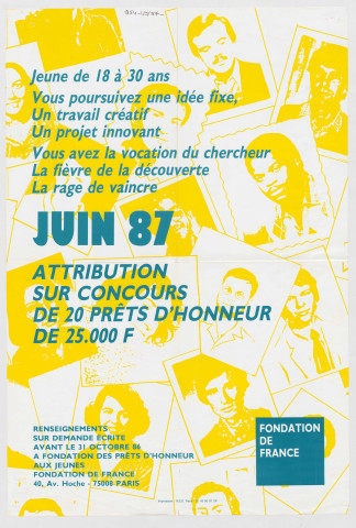 Fondation de France des prêts d'honneur aux jeunes.