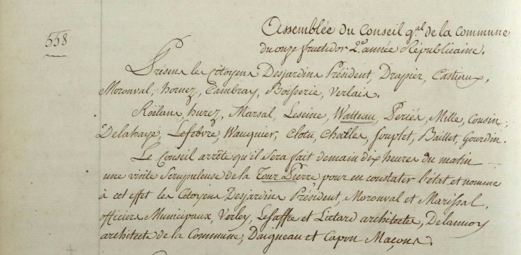 Délibération du conseil communal Lille le 28 août 1794 – Archives municipales de Lille - 1D/2/4