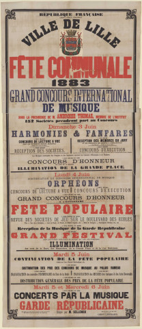 Fête communale. Grand concours internationale de musique.