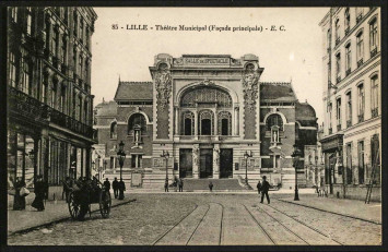 Vue de la façade principale du Théâtre municipal (Théâtre Sébastopol) - Archives municipales de Lille - 7Fi/183
