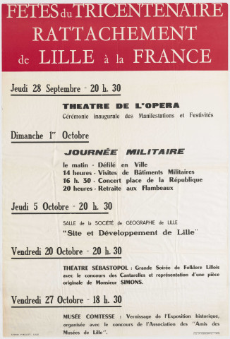 Fêtes du tricentenaire du rattachement de Lille à la France.