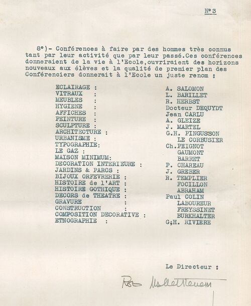 Extrait de la note sur la modernisation de l'Ecole des Beaux-Arts,  p.3 - Archives municipales de Lille - 1R/1/43