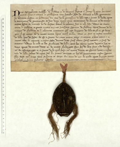 Lettres-patentes de Marguerite, comtesse de Flandre, créant à Lille une "franche feste" de chevaux.