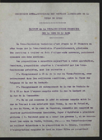 Rapport sur la zone de la gare