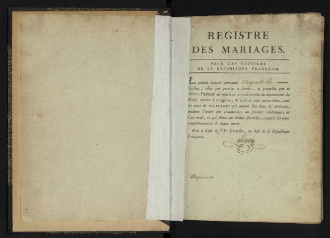 Mariages de l'an IX à 1806