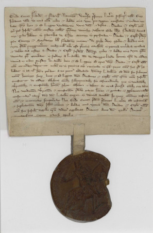 Approbation par Gui, comte de Flandre, de la vente d'une dîme à Gits faite au profit du Chapitre Saint-Pierre par Jean de Nieukerke, tenue en fief de Lambert d'Ougerlande (avril 1266).